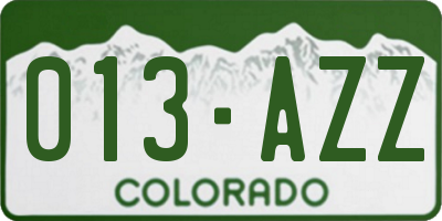 CO license plate 013AZZ