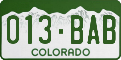 CO license plate 013BAB
