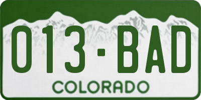 CO license plate 013BAD