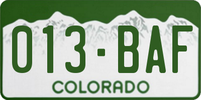 CO license plate 013BAF