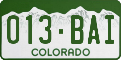 CO license plate 013BAI