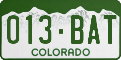 CO license plate 013BAT