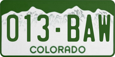CO license plate 013BAW