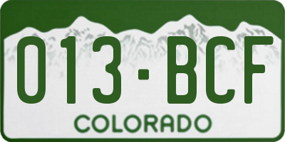 CO license plate 013BCF