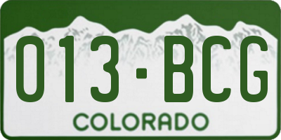 CO license plate 013BCG