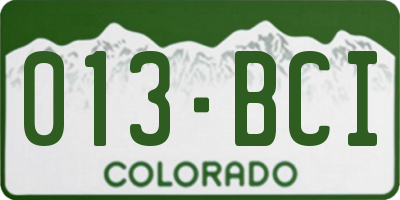 CO license plate 013BCI