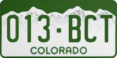 CO license plate 013BCT