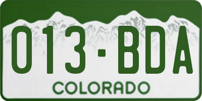 CO license plate 013BDA