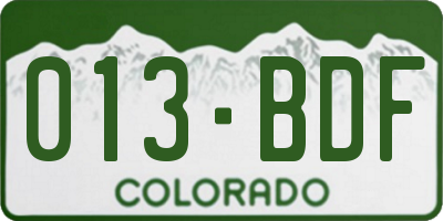 CO license plate 013BDF