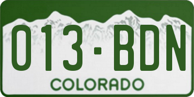 CO license plate 013BDN