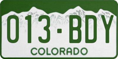 CO license plate 013BDY