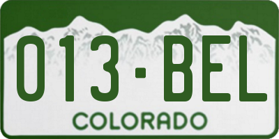 CO license plate 013BEL