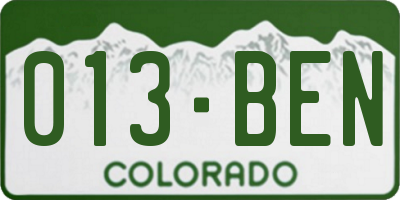 CO license plate 013BEN