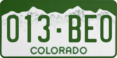 CO license plate 013BEO