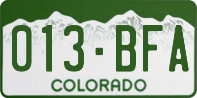 CO license plate 013BFA