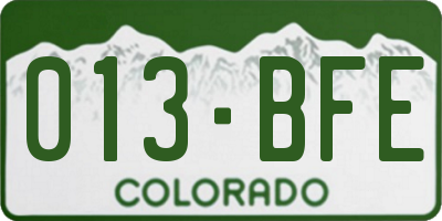 CO license plate 013BFE