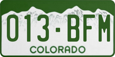 CO license plate 013BFM