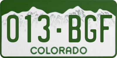 CO license plate 013BGF