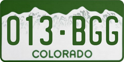 CO license plate 013BGG