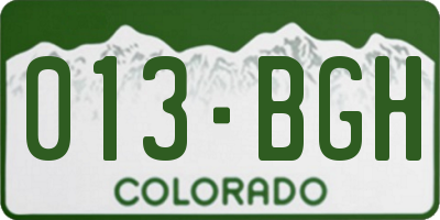 CO license plate 013BGH