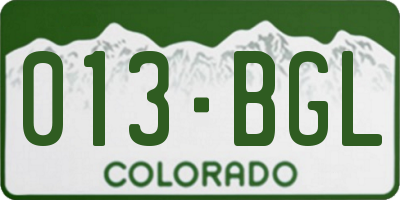 CO license plate 013BGL