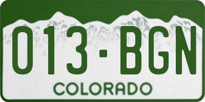 CO license plate 013BGN