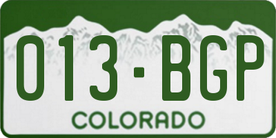 CO license plate 013BGP