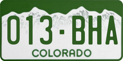 CO license plate 013BHA