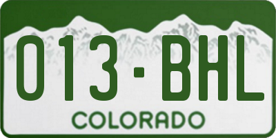 CO license plate 013BHL