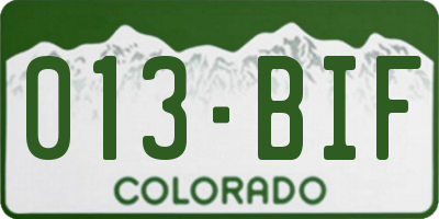 CO license plate 013BIF