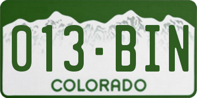 CO license plate 013BIN