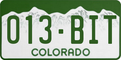 CO license plate 013BIT