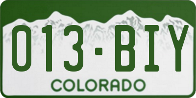 CO license plate 013BIY