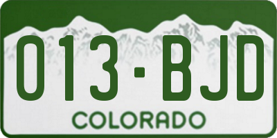 CO license plate 013BJD