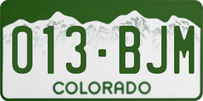 CO license plate 013BJM