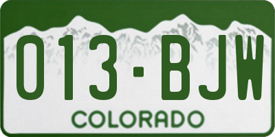CO license plate 013BJW