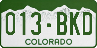 CO license plate 013BKD