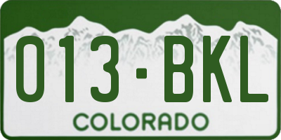 CO license plate 013BKL