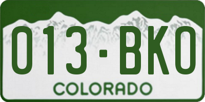 CO license plate 013BKO