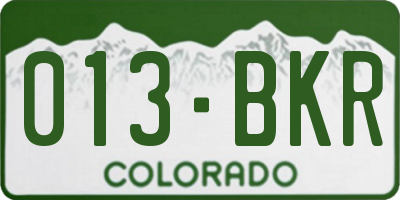 CO license plate 013BKR