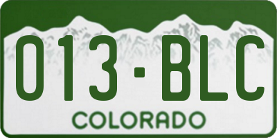 CO license plate 013BLC
