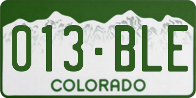 CO license plate 013BLE