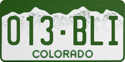 CO license plate 013BLI