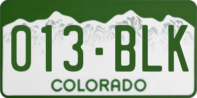 CO license plate 013BLK