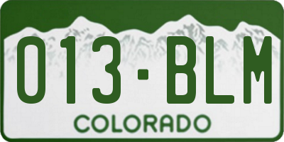 CO license plate 013BLM