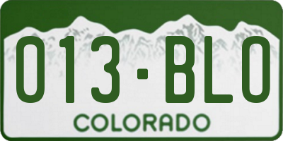 CO license plate 013BLO