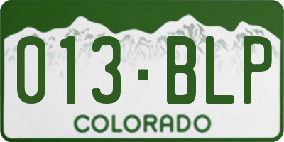 CO license plate 013BLP