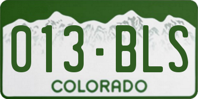 CO license plate 013BLS