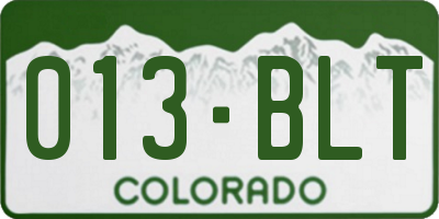 CO license plate 013BLT