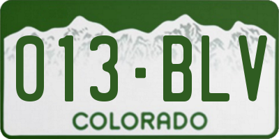 CO license plate 013BLV